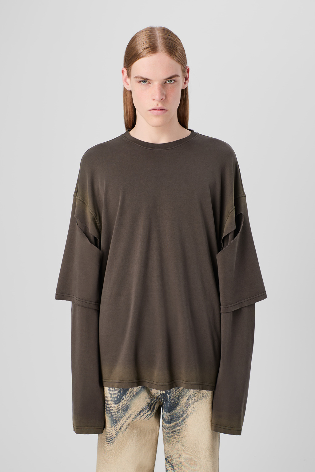 Faded black organic cotton long sleeve T-Shirt - 2