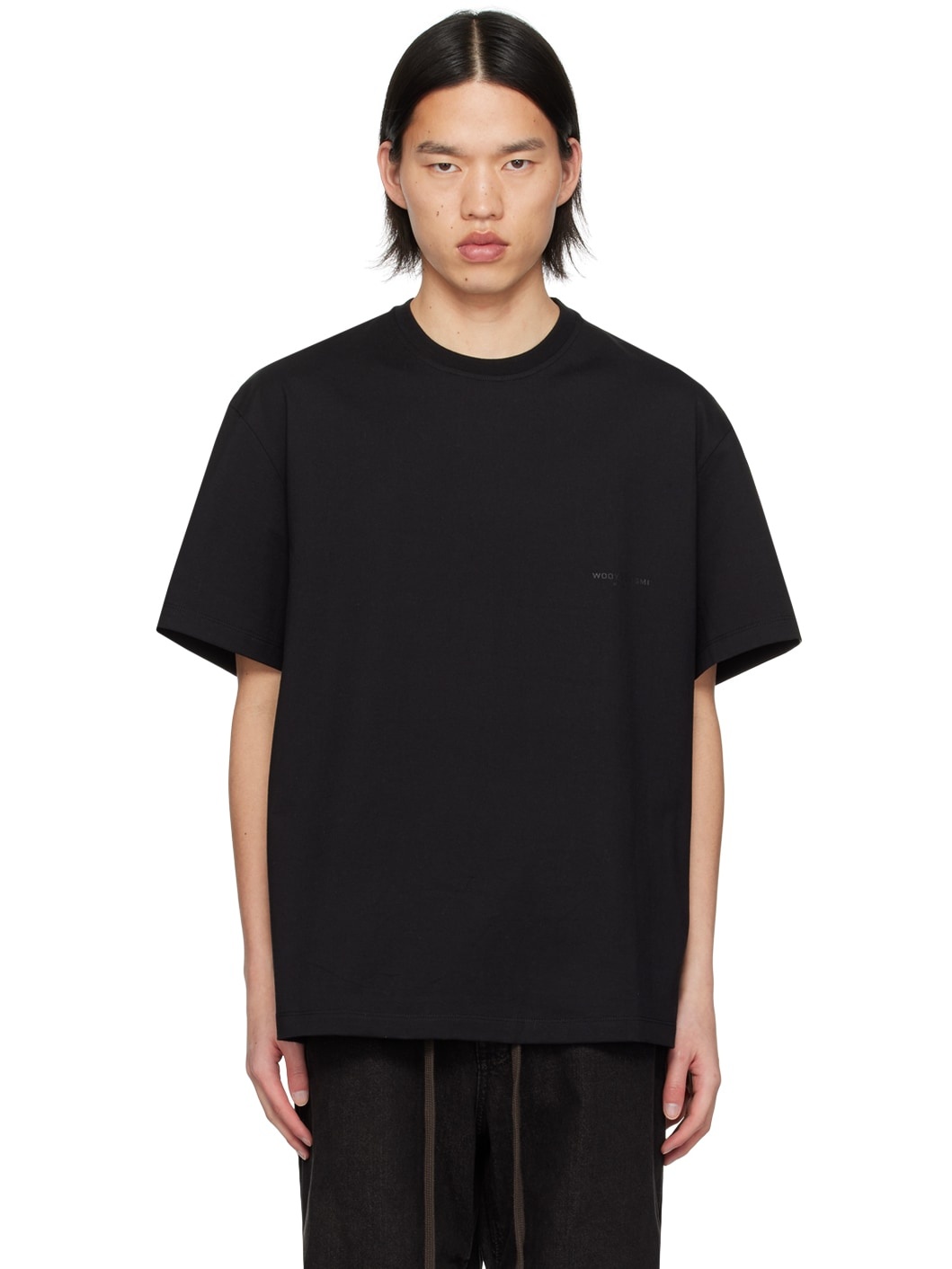 Black Leather Patch T-Shirt - 1