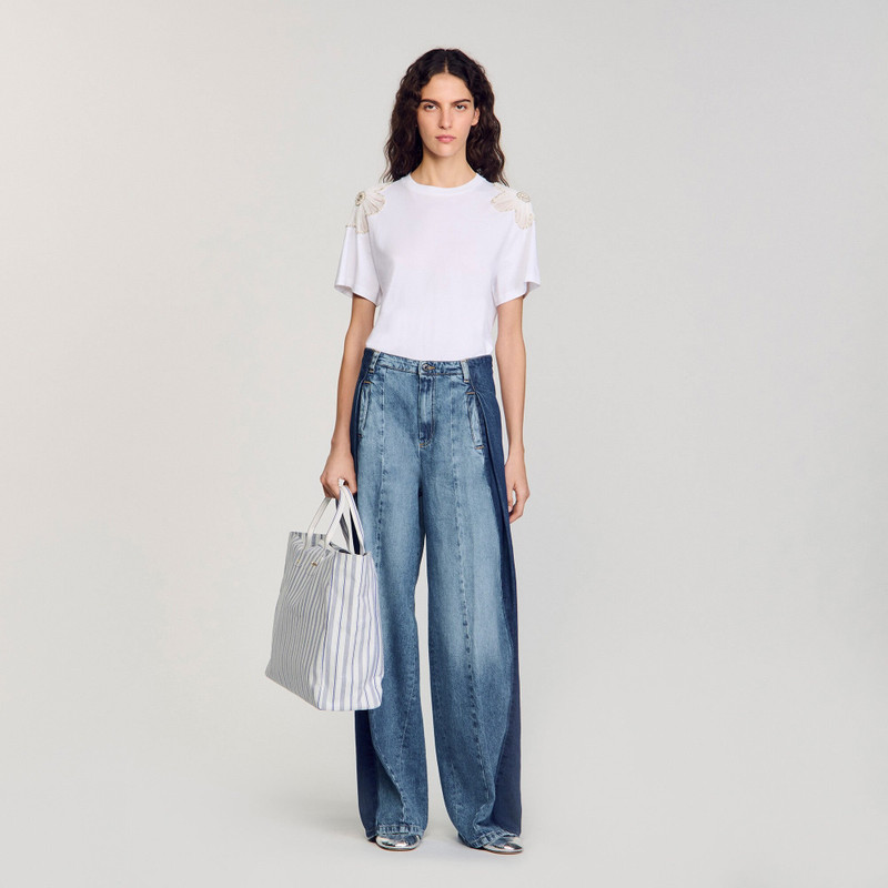 T-SHIRT WITH EMBROIDERED FLOWERS 1