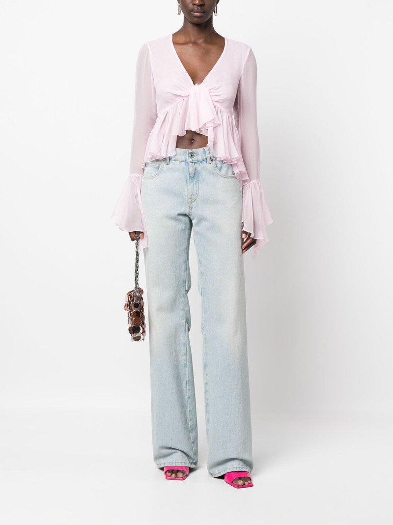 Blumarine ruffled long-sleeve silk blouse outlook