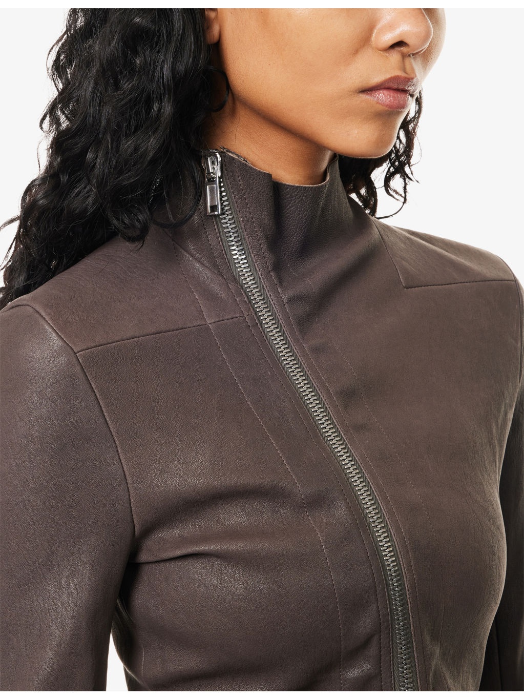 Gary High-Neck Stretch-Leather Blend Jacket - 5