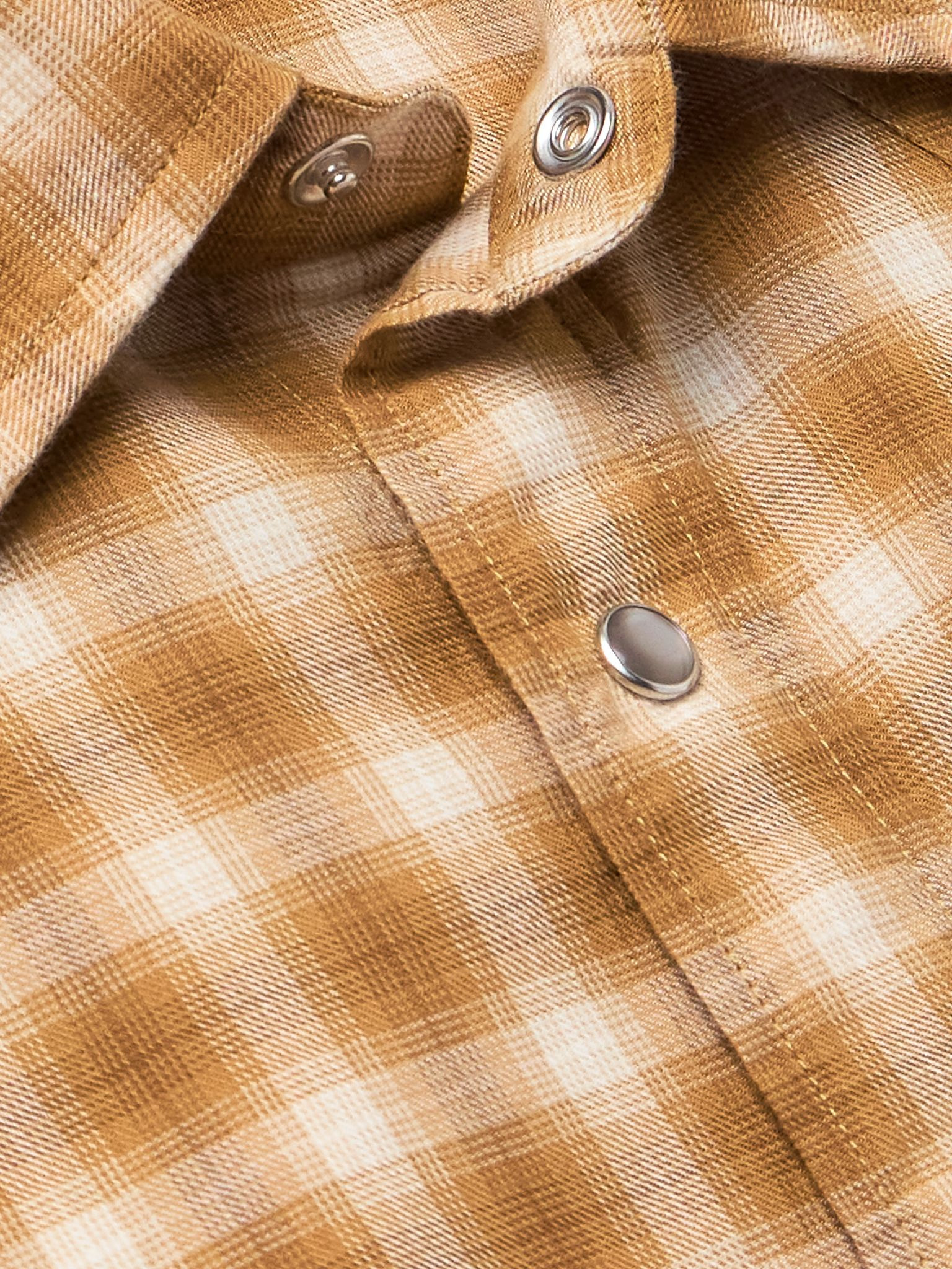 Slim-Fit Checked Cotton-Twill Shirt Yellow - 5
