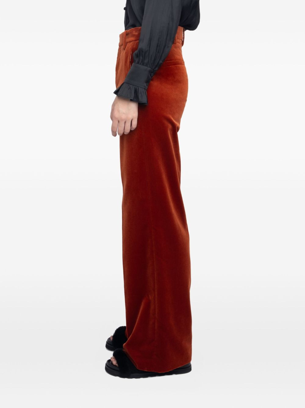 wide-leg velvet trousers - 4