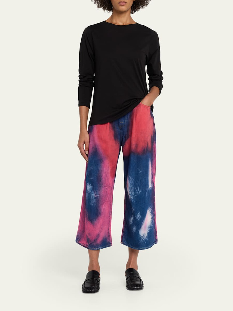 R13 Tie-Dye Cropped Wide-Leg Jeans outlook