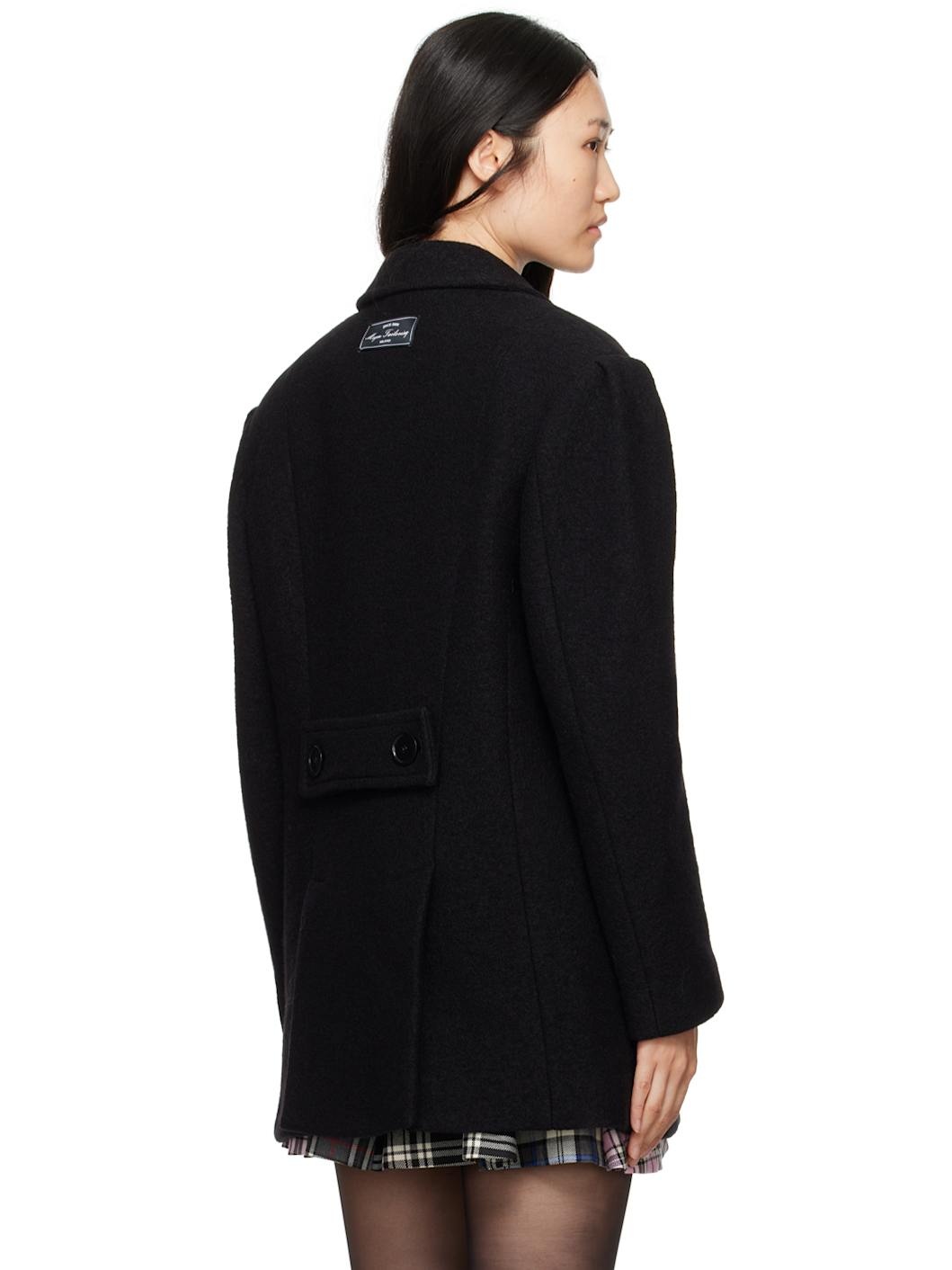 Black Double-Breasted Coat - 3