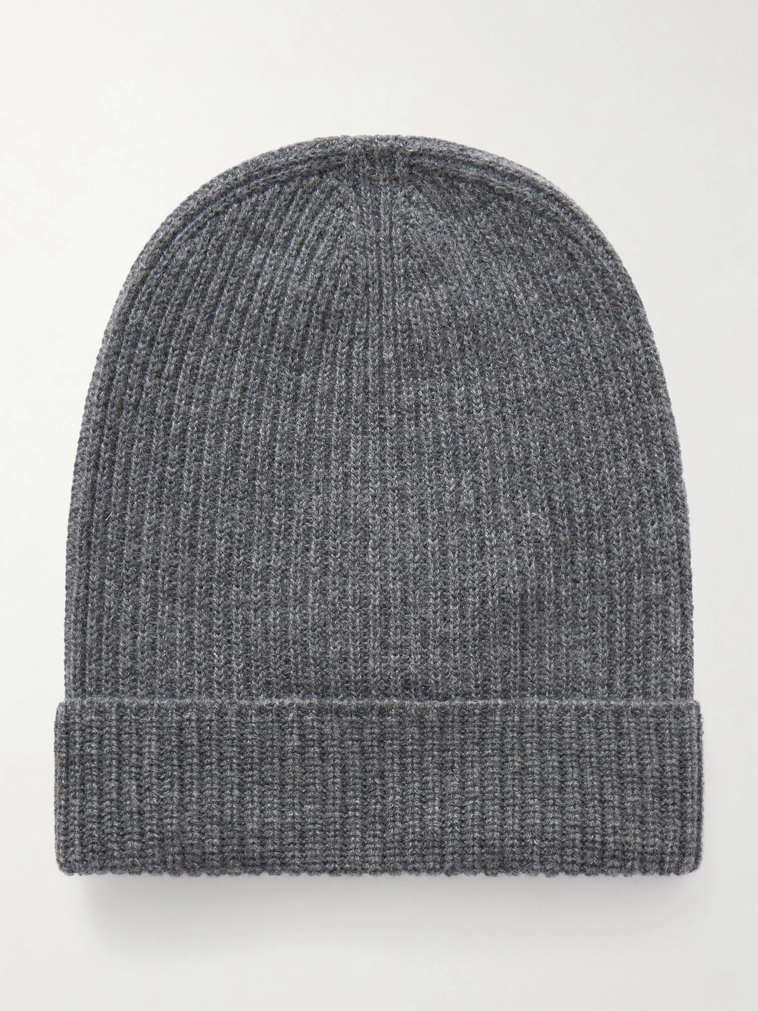 Statesman Ribbed Cashmere Beanie Gray - 1