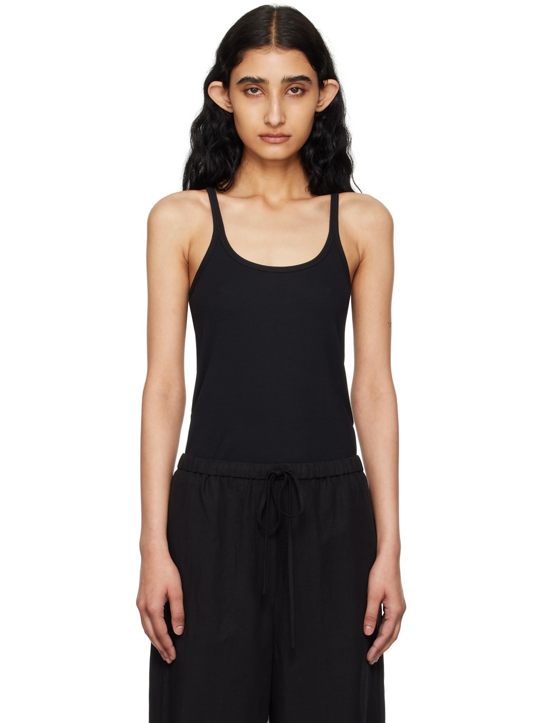 Black Scoop Neck Tank Top - 1