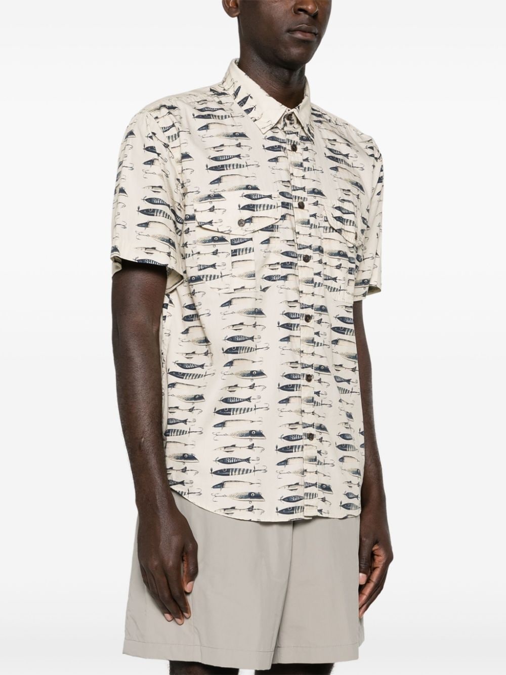 fish-print cotton shirt - 3