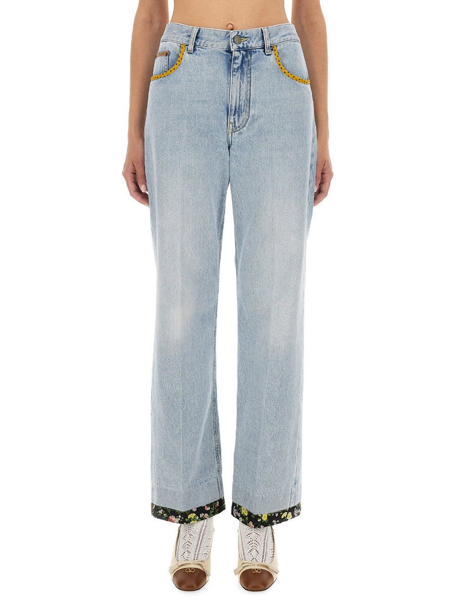 Embroidered Denim Pants - 1