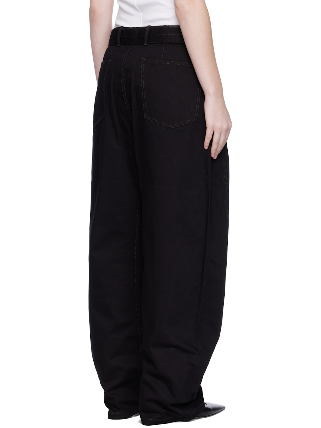 Black Twisted Belted Jeans - 3