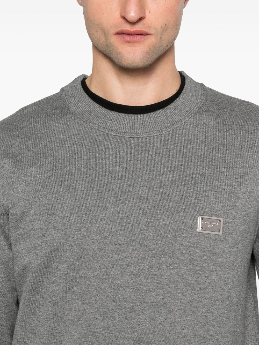 logo-plaque cotton sweatshirt - 5