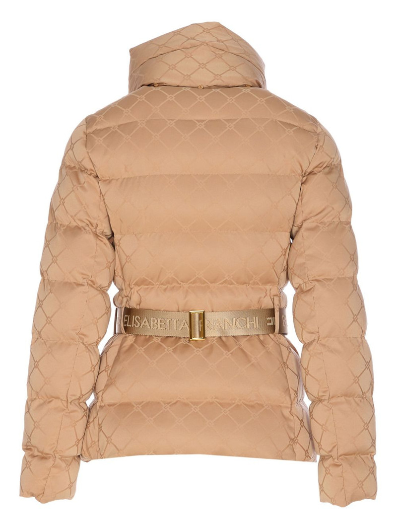 ELISABETTA FRANCHI quilted belted down jacket outlook