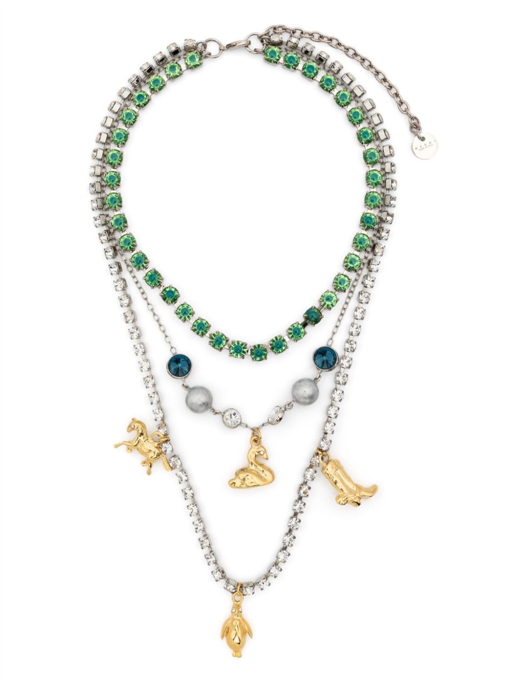 gem-embellished layered necklace - 1