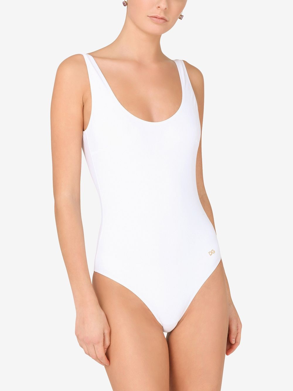logo-tag scoop-back swimsuit - 2