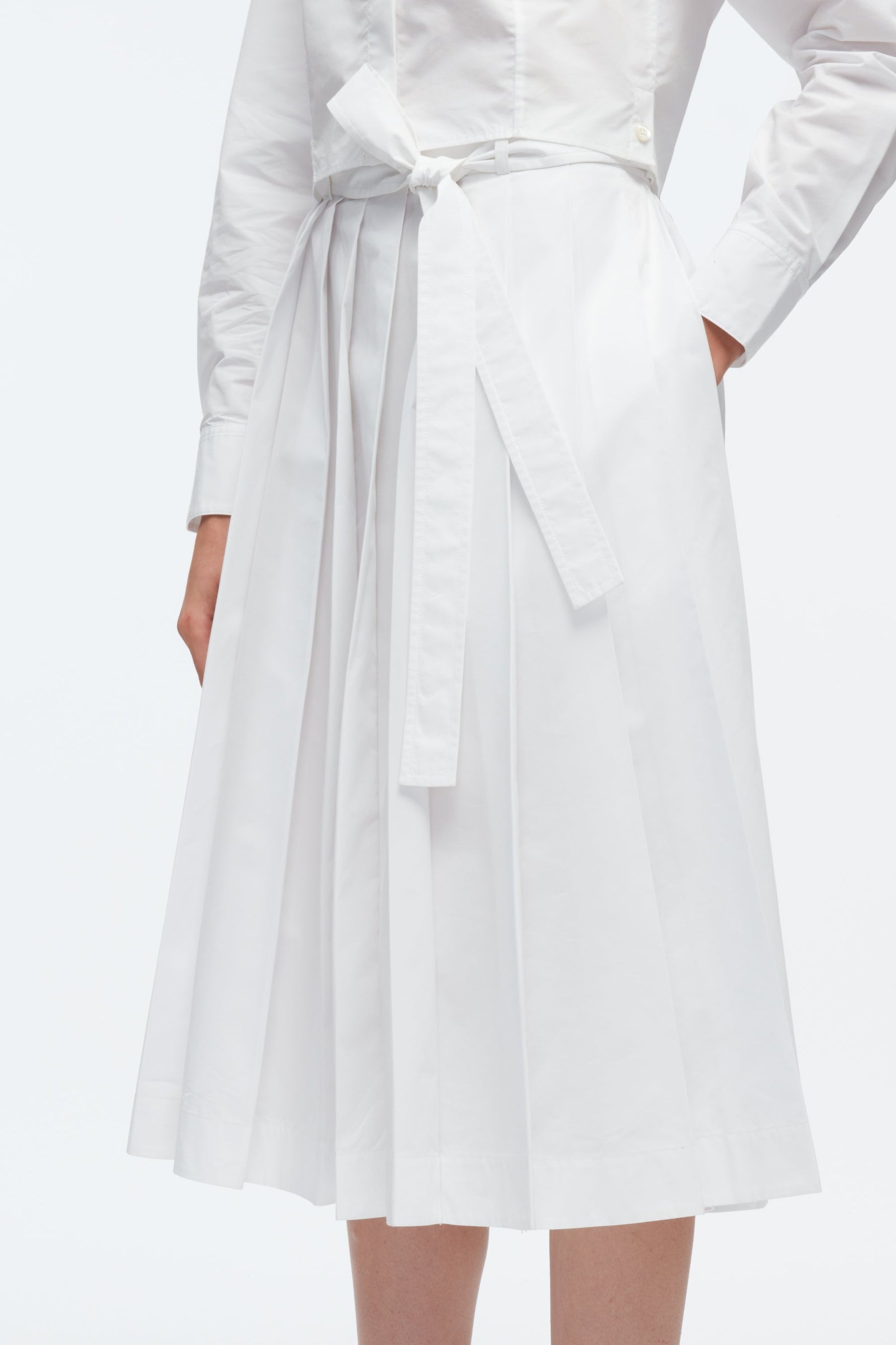 Knife Pleat Belted Skirt - 6