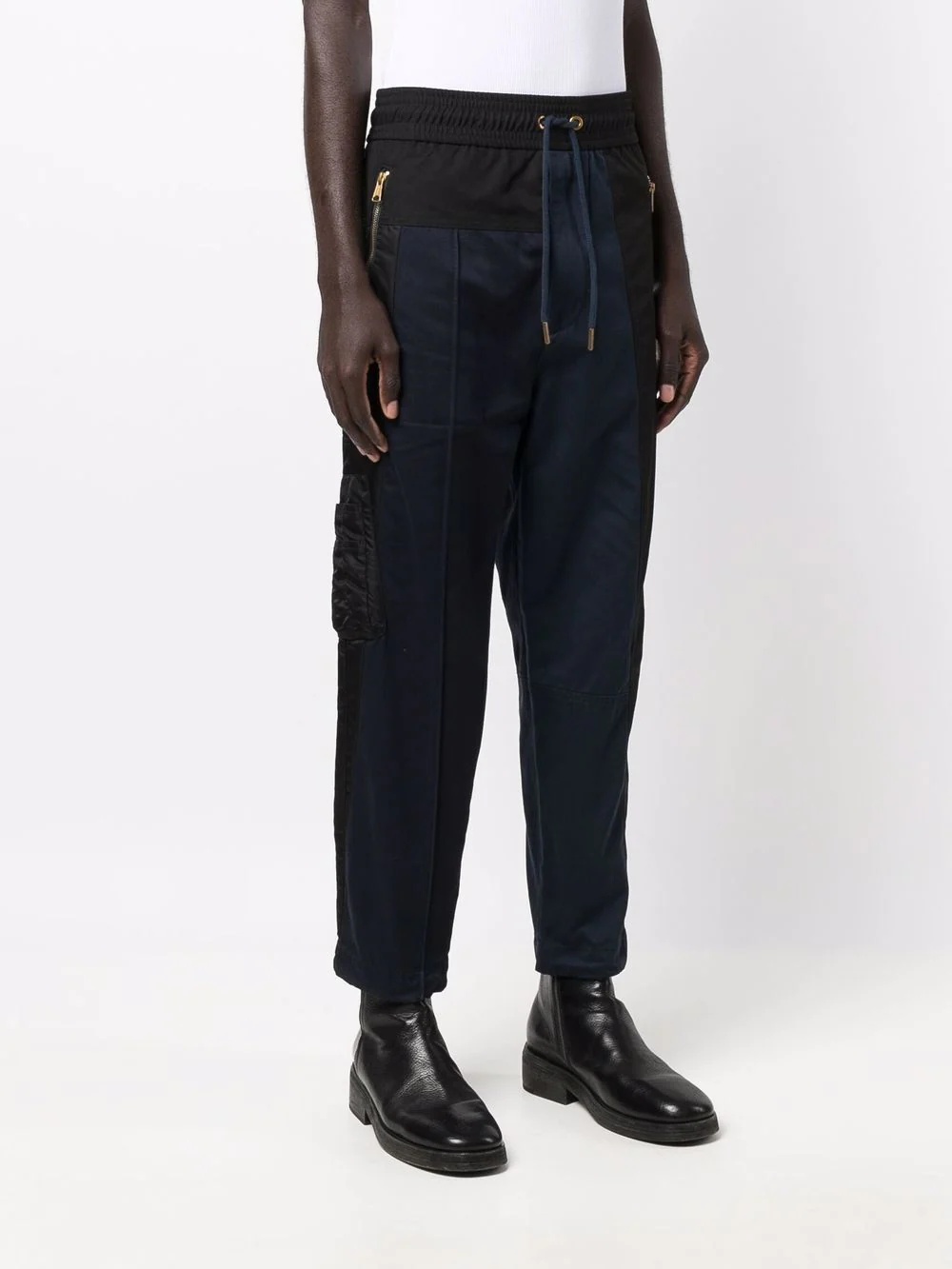 satin-panelled drawstring trousers - 3