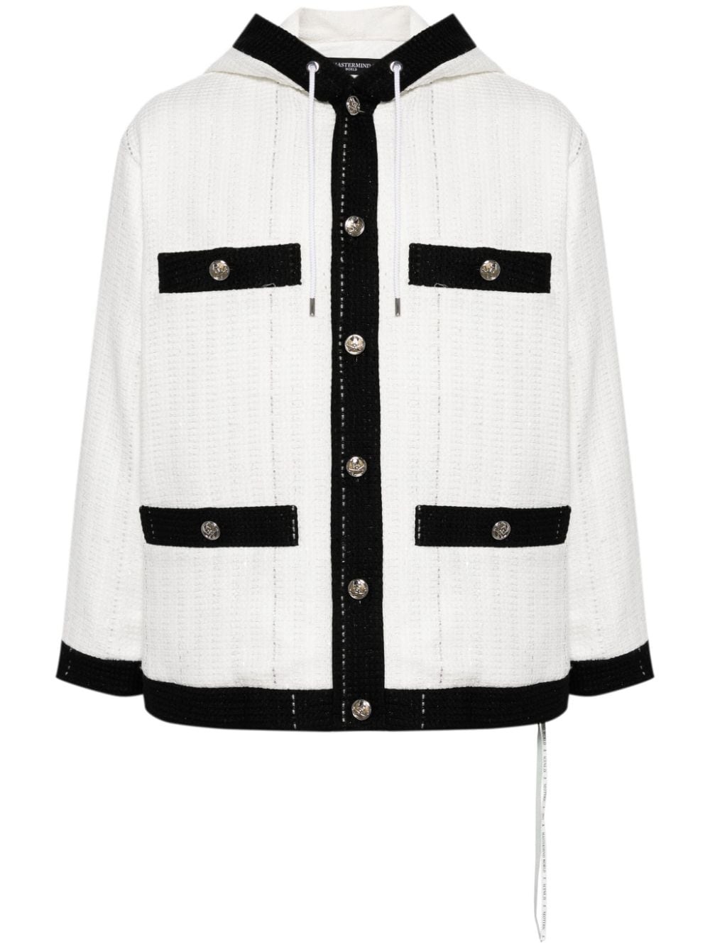 hooded tweed shirt jacket - 1