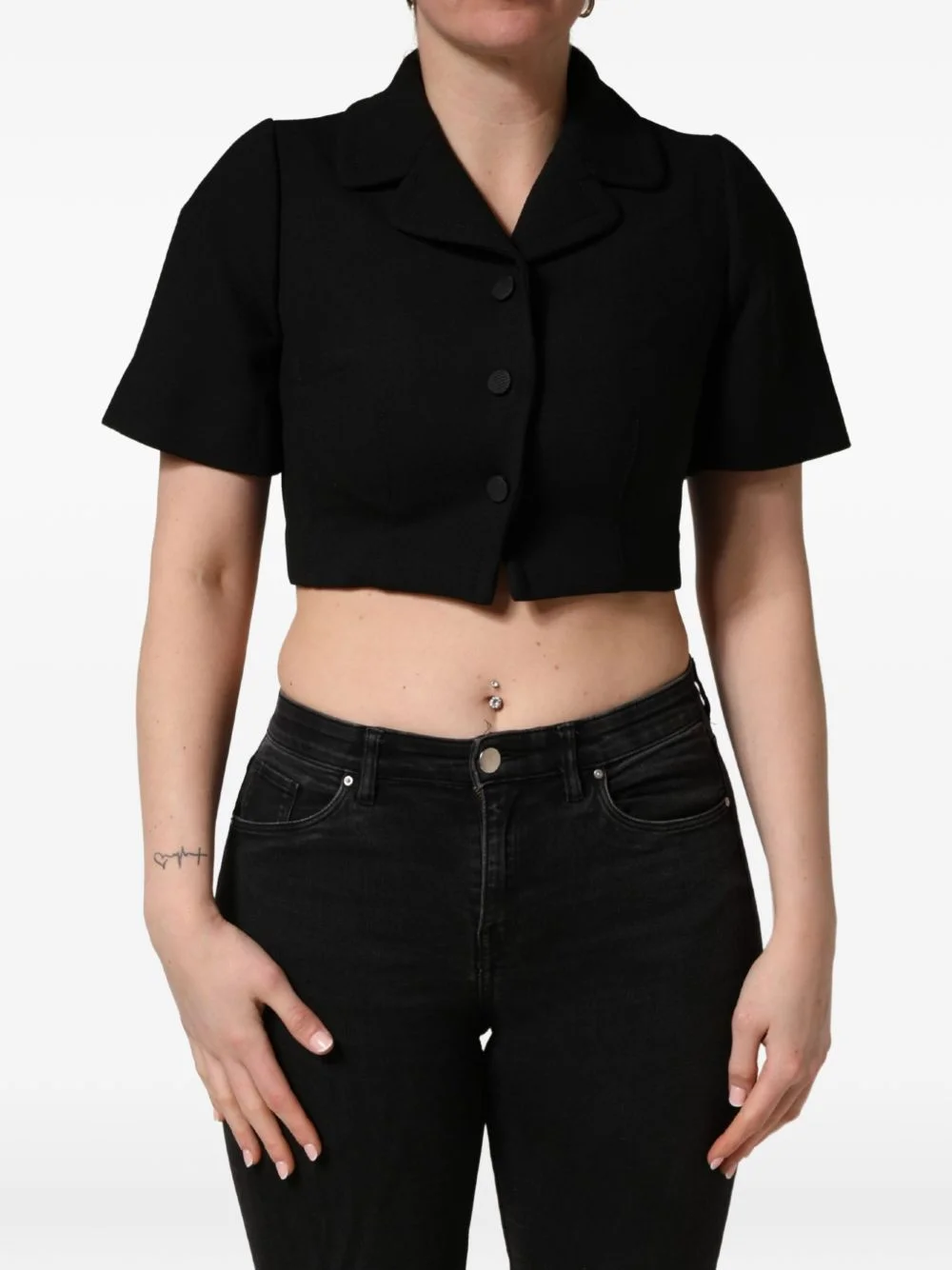 cropped short-sleeve blouse - 1