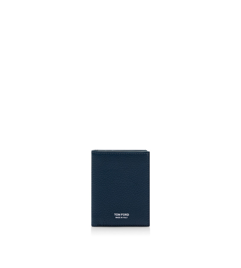 GRAIN LEATHER FOLDING CARDHOLDER - 1