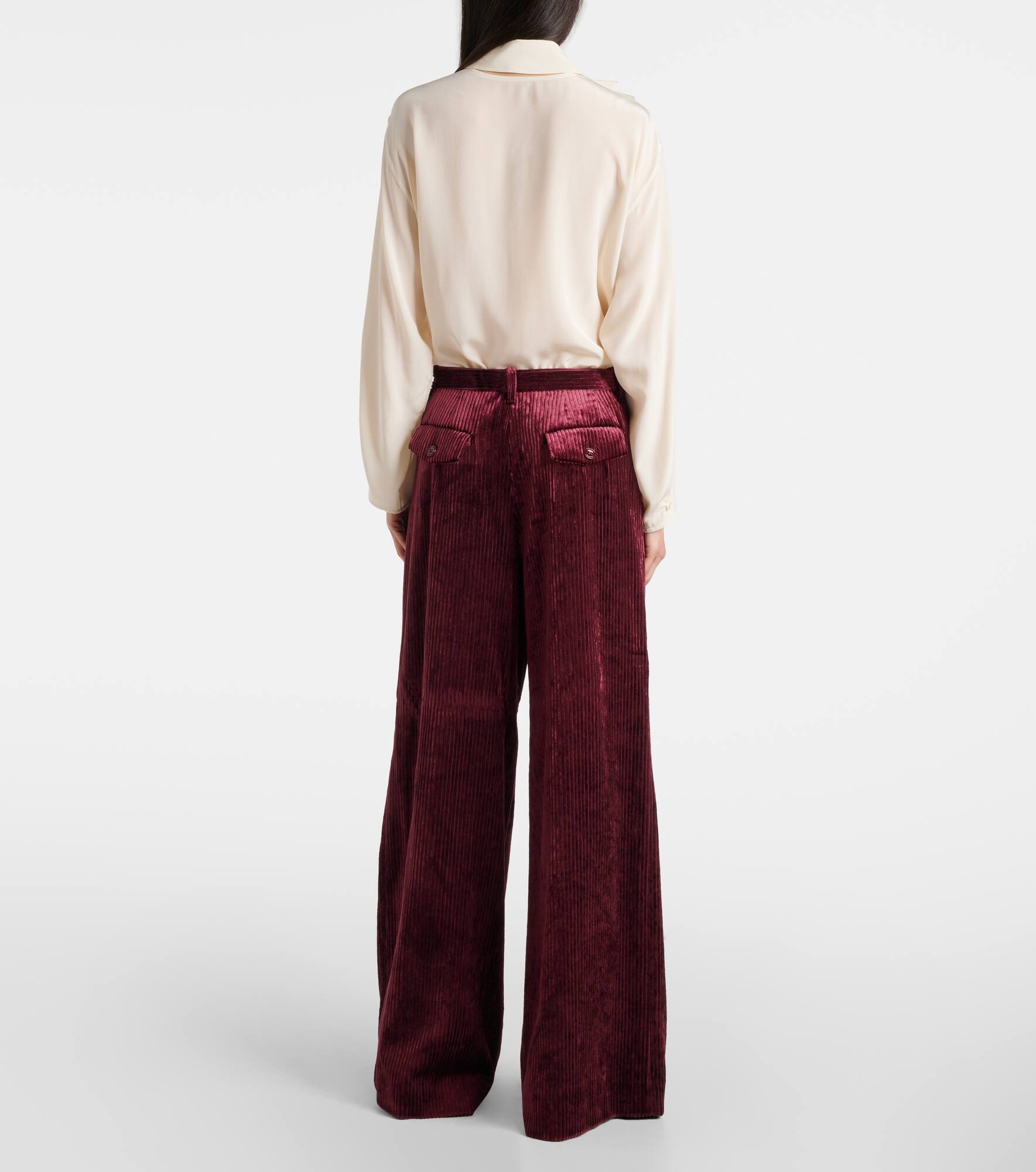 Mid-rise corduroy wide-leg pants - 3