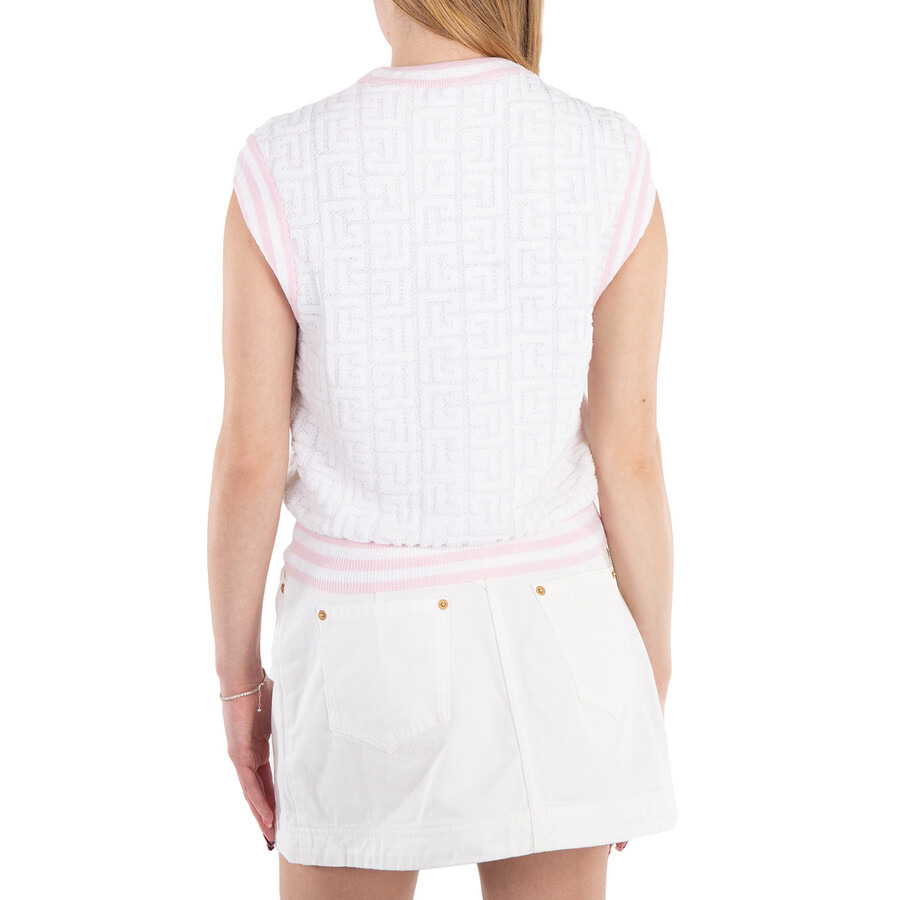 Balmain Intarsia-Knit Logo Sleeveless Vest - 3