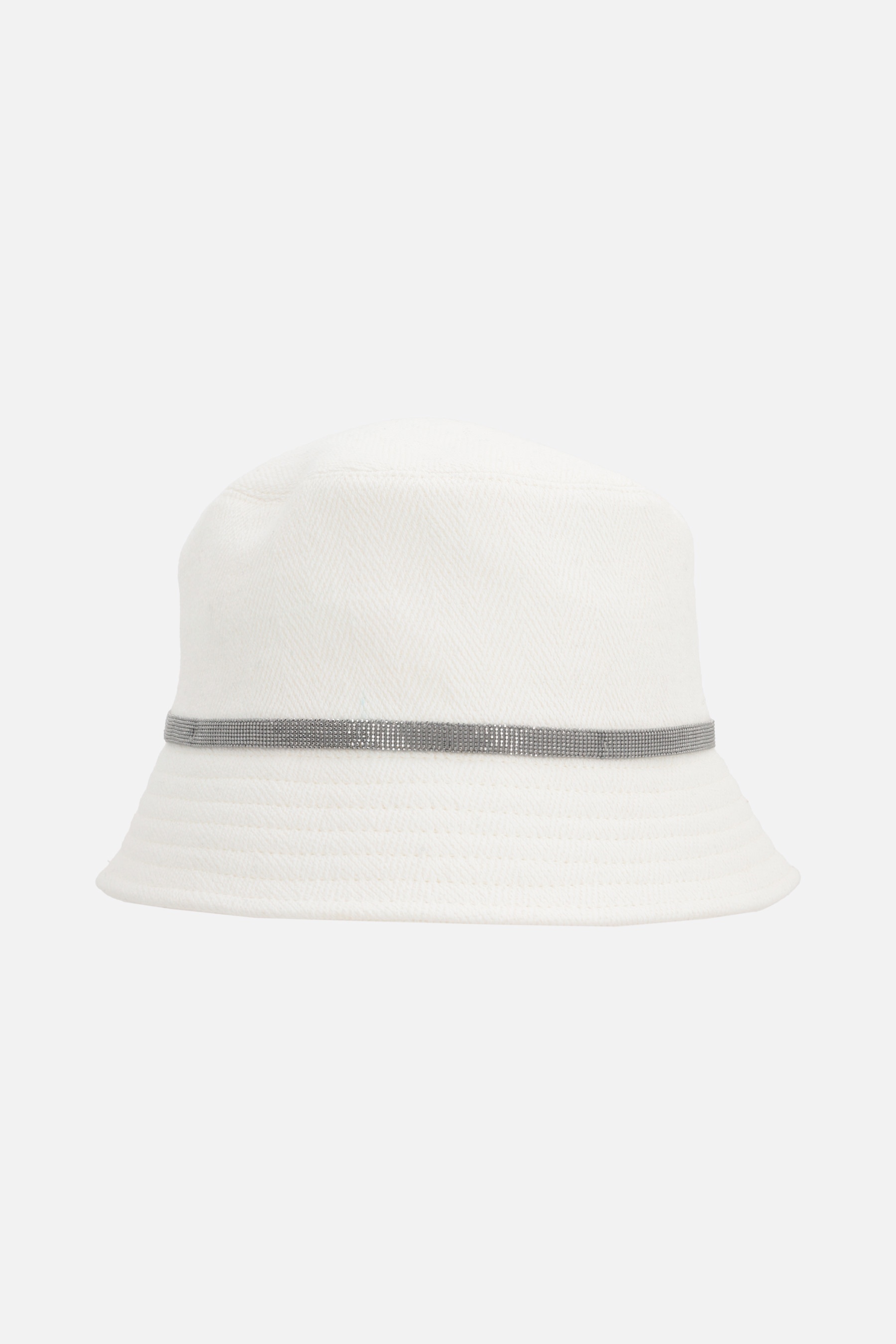 COTTON AND LINEN CHEVRON BUCKET HAT WITH SHINY BAND - 2