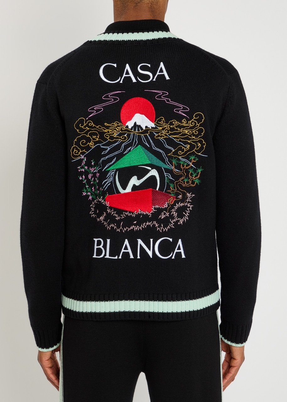 Casablanca Casa Mountain Temple Embroidered Knit Cardigan - 3