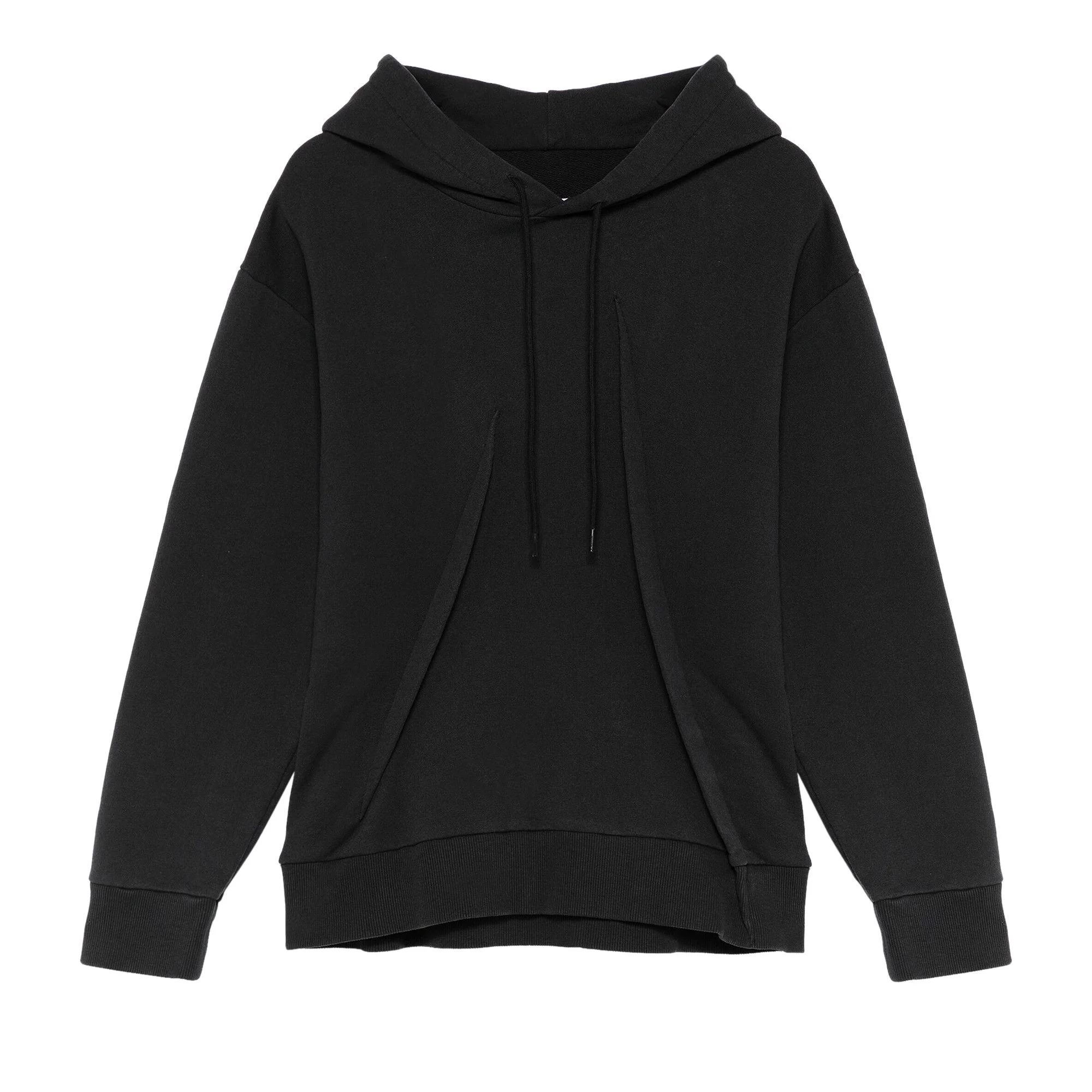 MM6 Maison Margiela Pleated Jersey Hoodie 'Washed Black' - 1