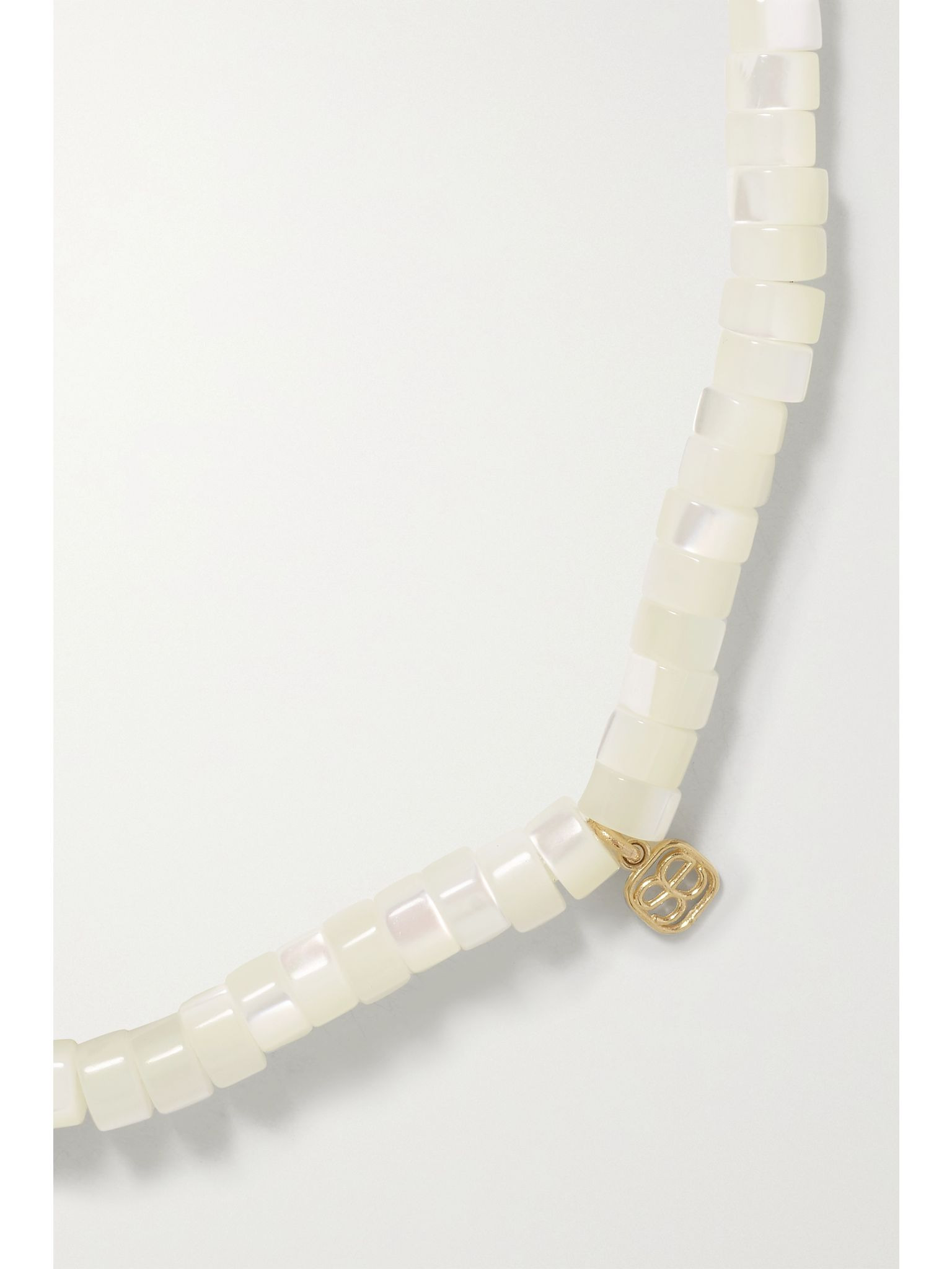 Tiny Evil Eye 14-karat gold, mother-of-pearl and diamond bracelet White - 3