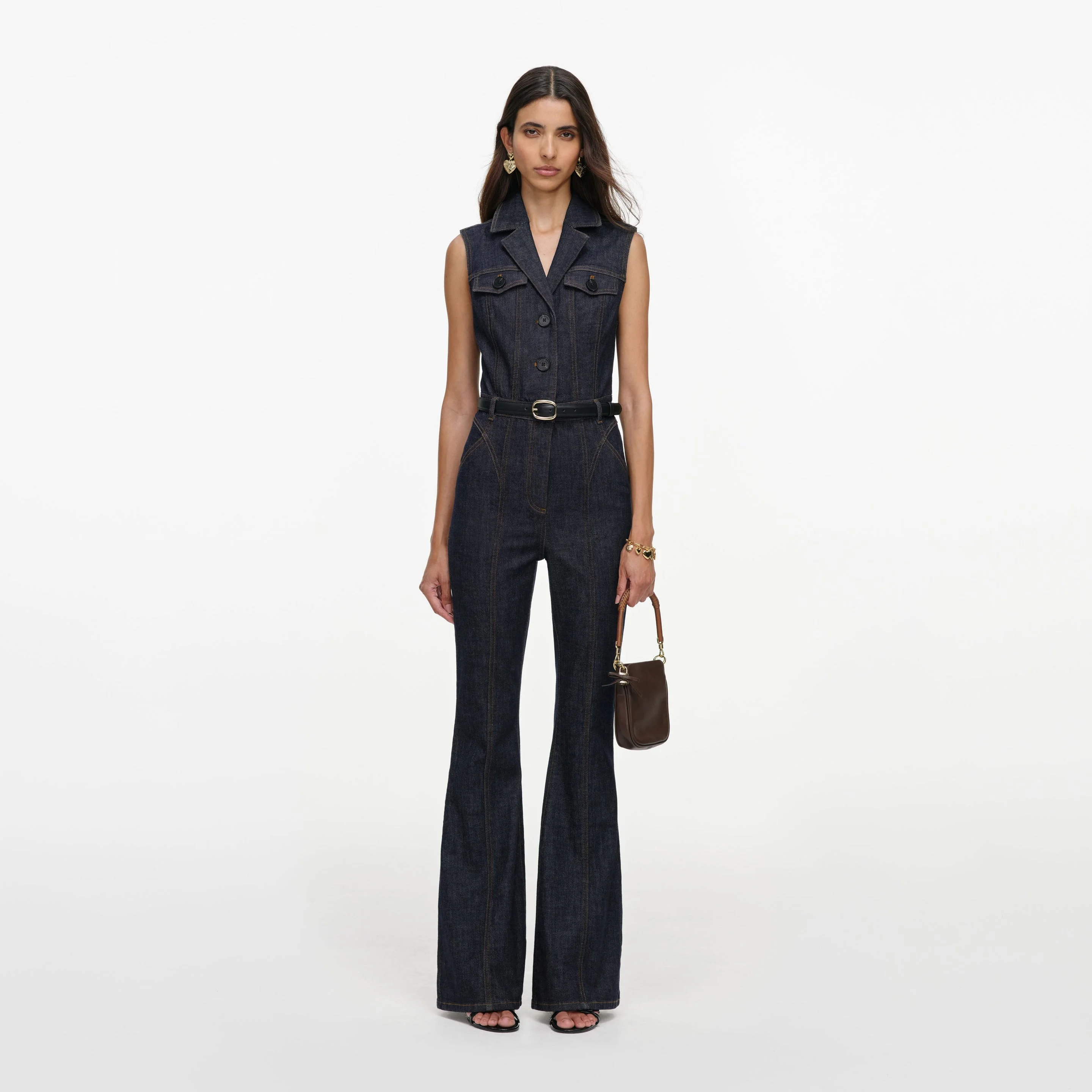 Indigo Belted Denim Jumpsuit - 1