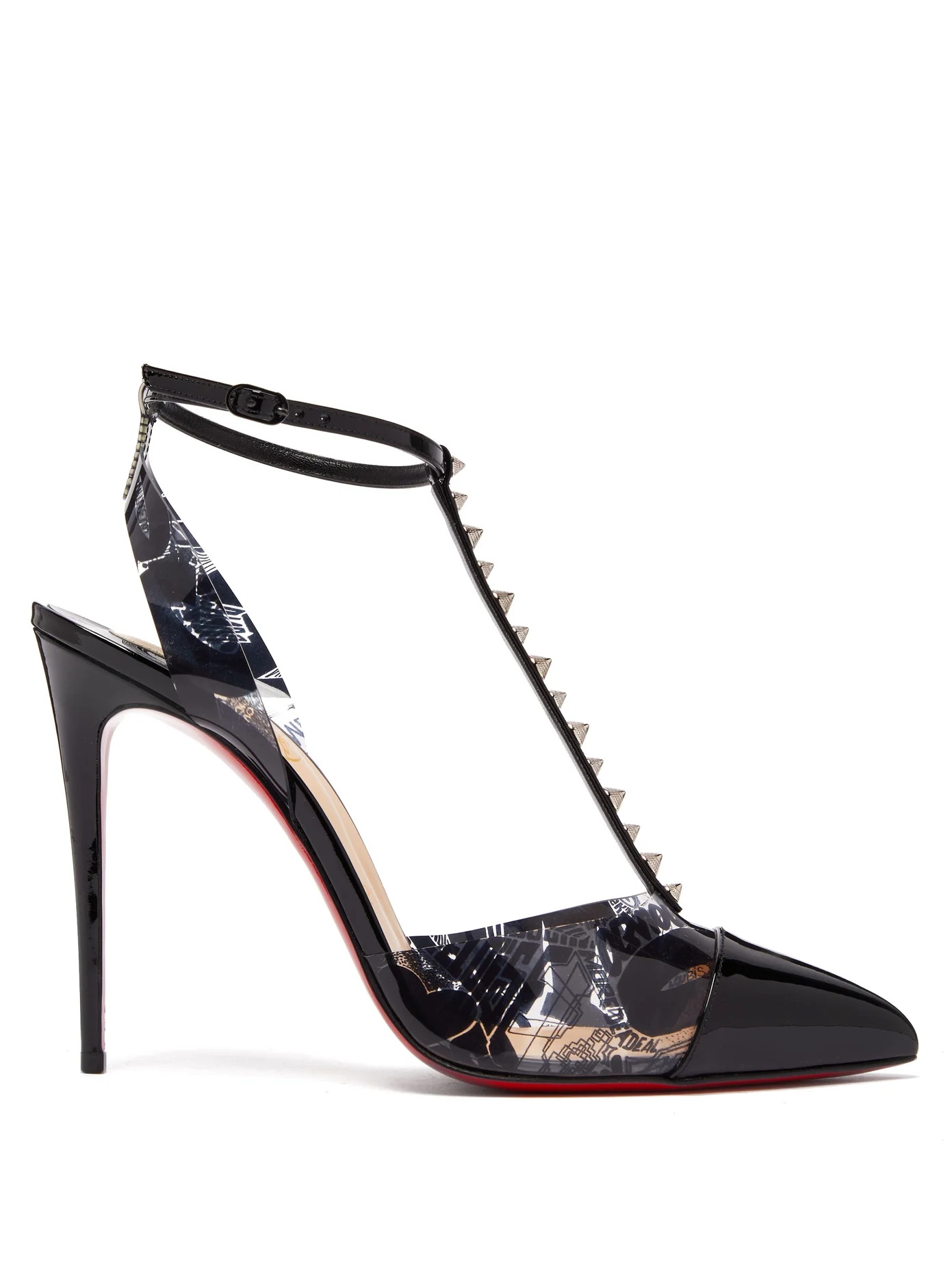 Nosy Spikes 100 graffiti-print leather pumps - 1