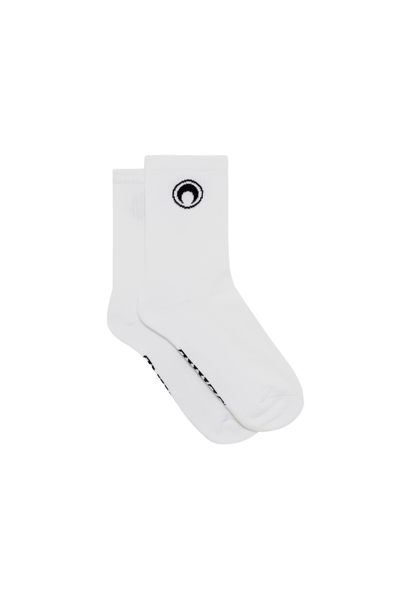 Moon Logo Ribbed Knit Crew Socks 1