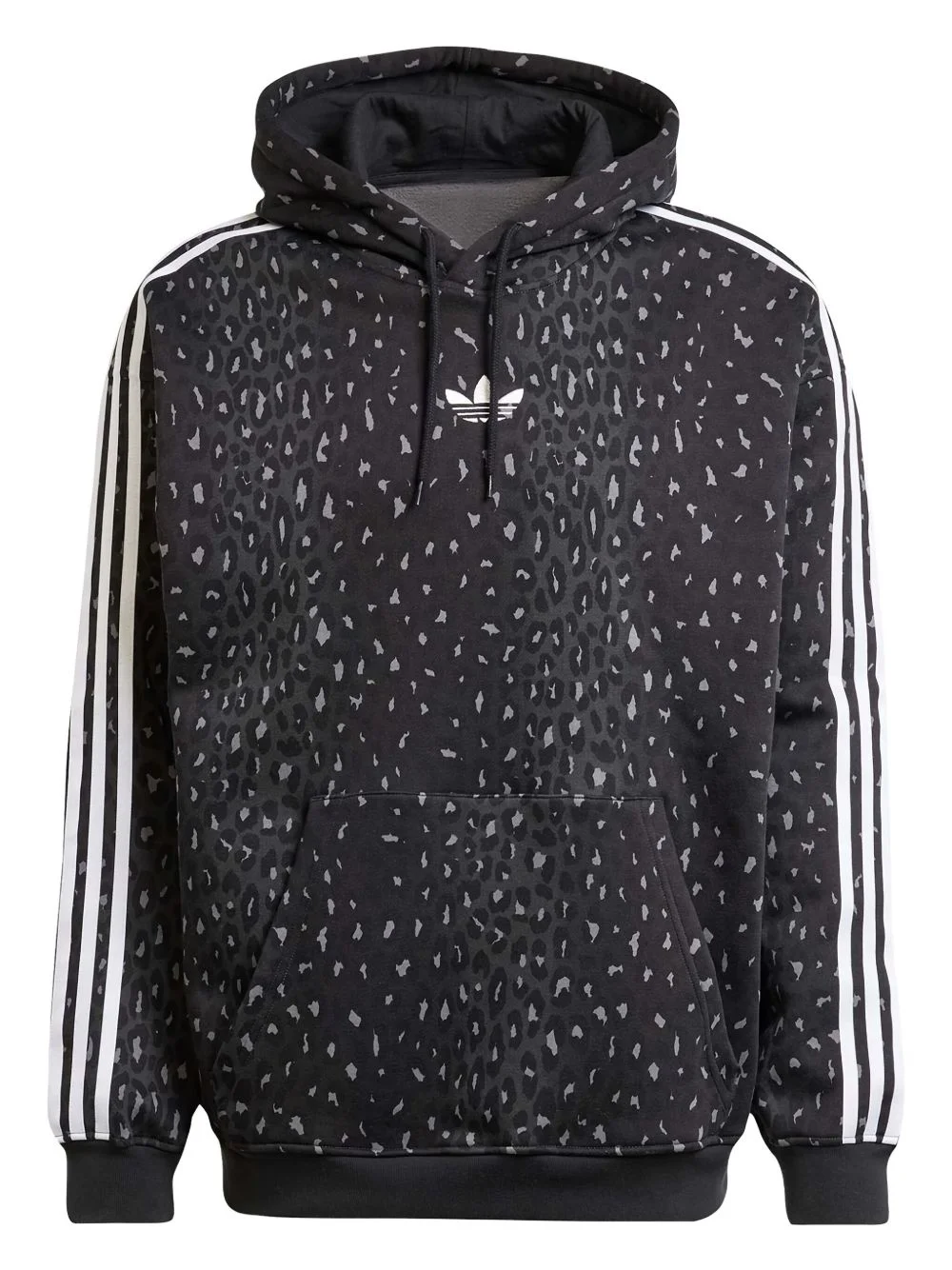 leopard-print three-stripe hoodie - 1