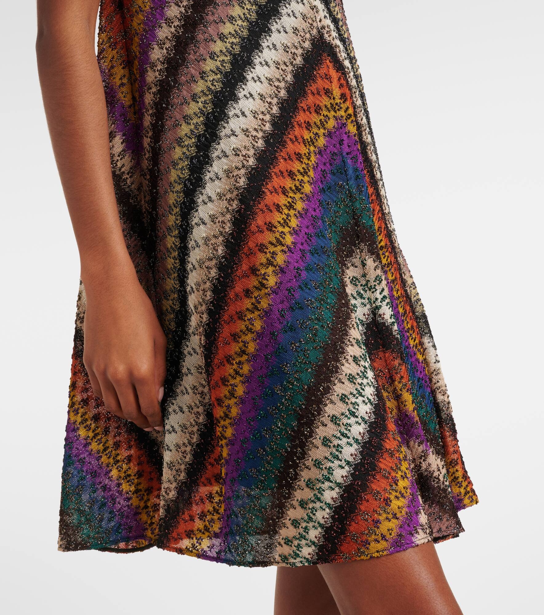 Zigzag knitted lamé minidress - 5