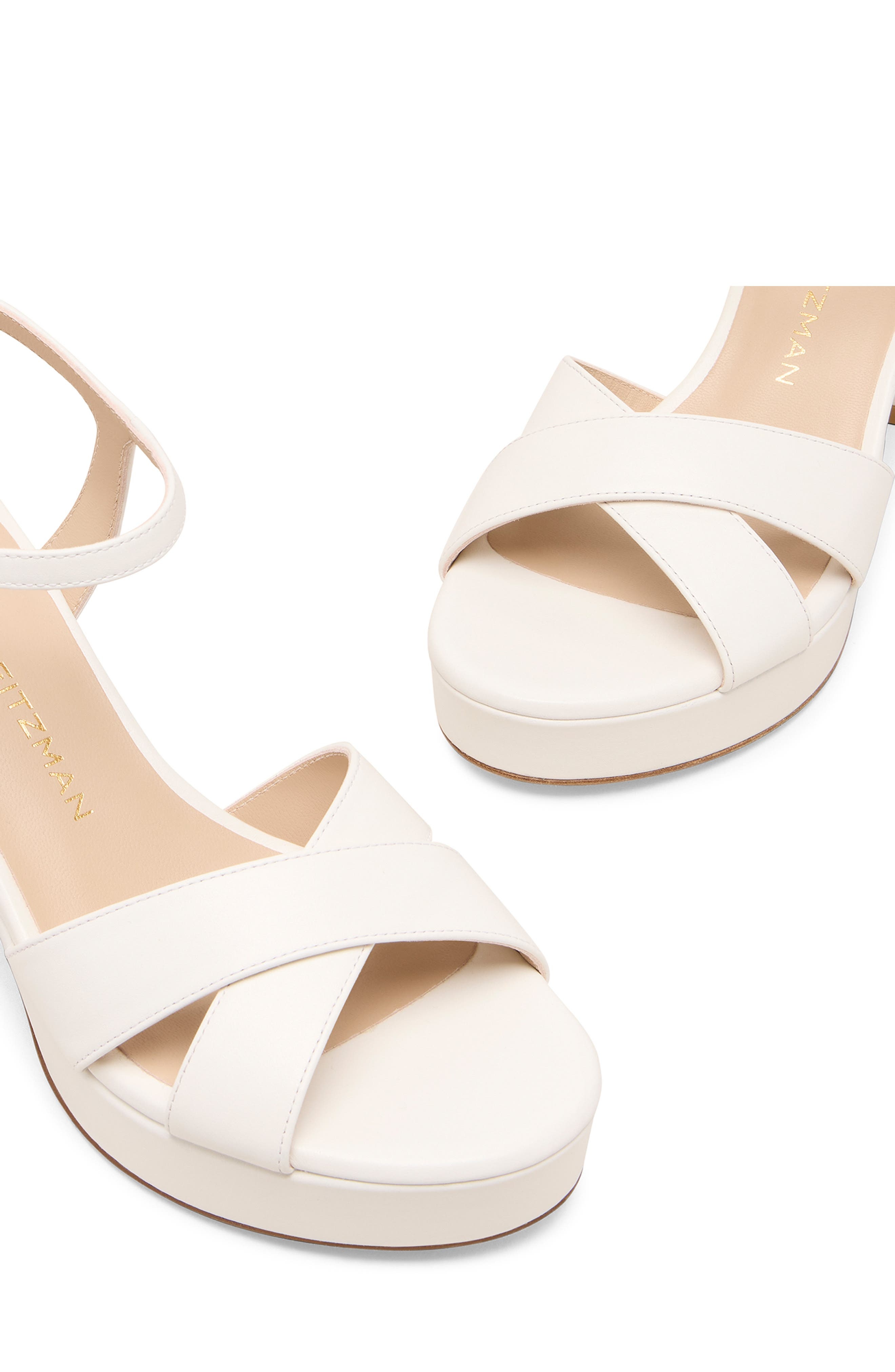 Stuart Weitzman Dayna Ankle Strap Platform Sandal in Cream at Nordstrom - 4