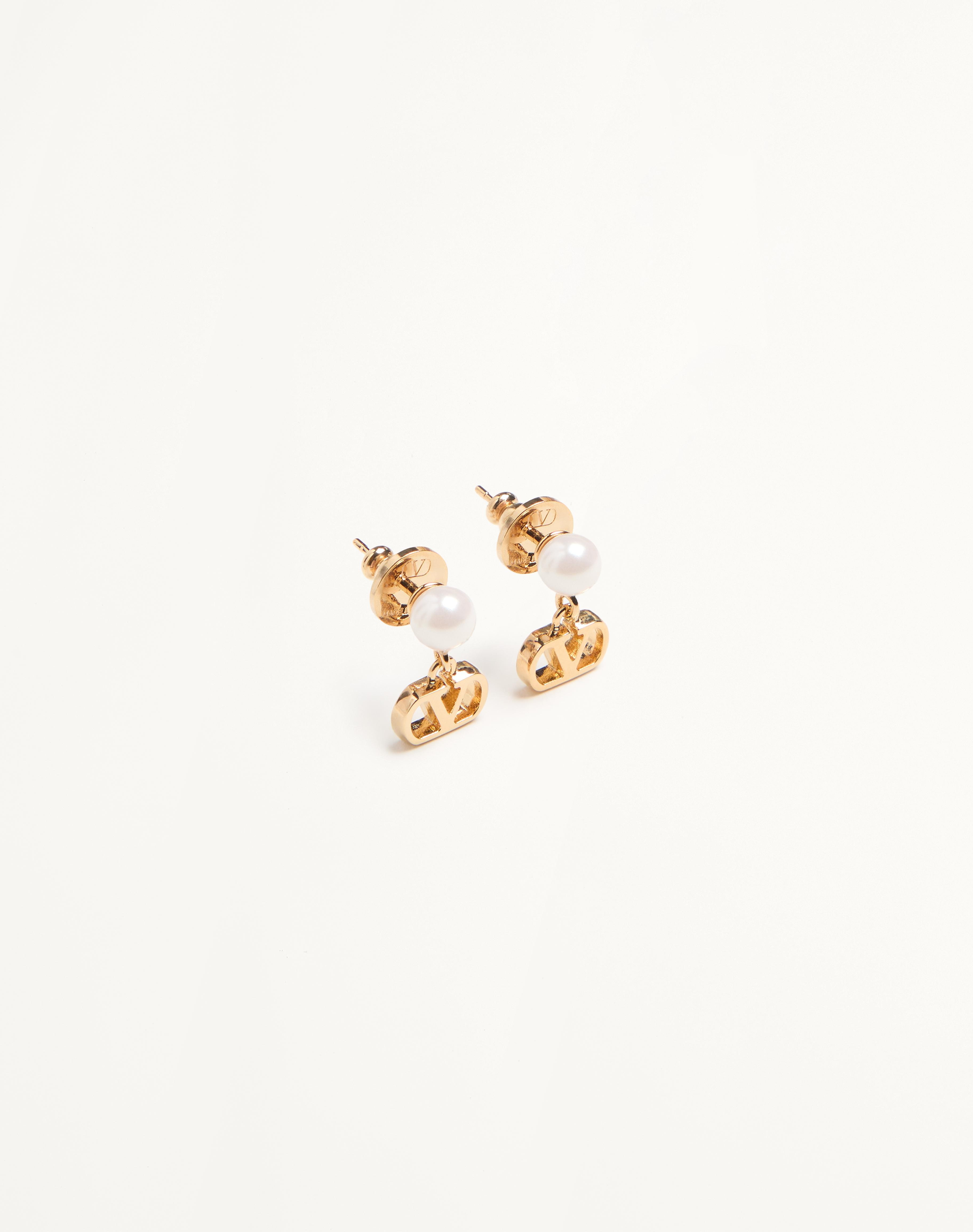 VLOGO SIGNATURE METAL AND PEARL EARRINGS - 2