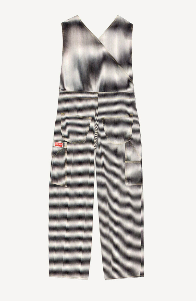 KENZO Striped denim dungarees outlook