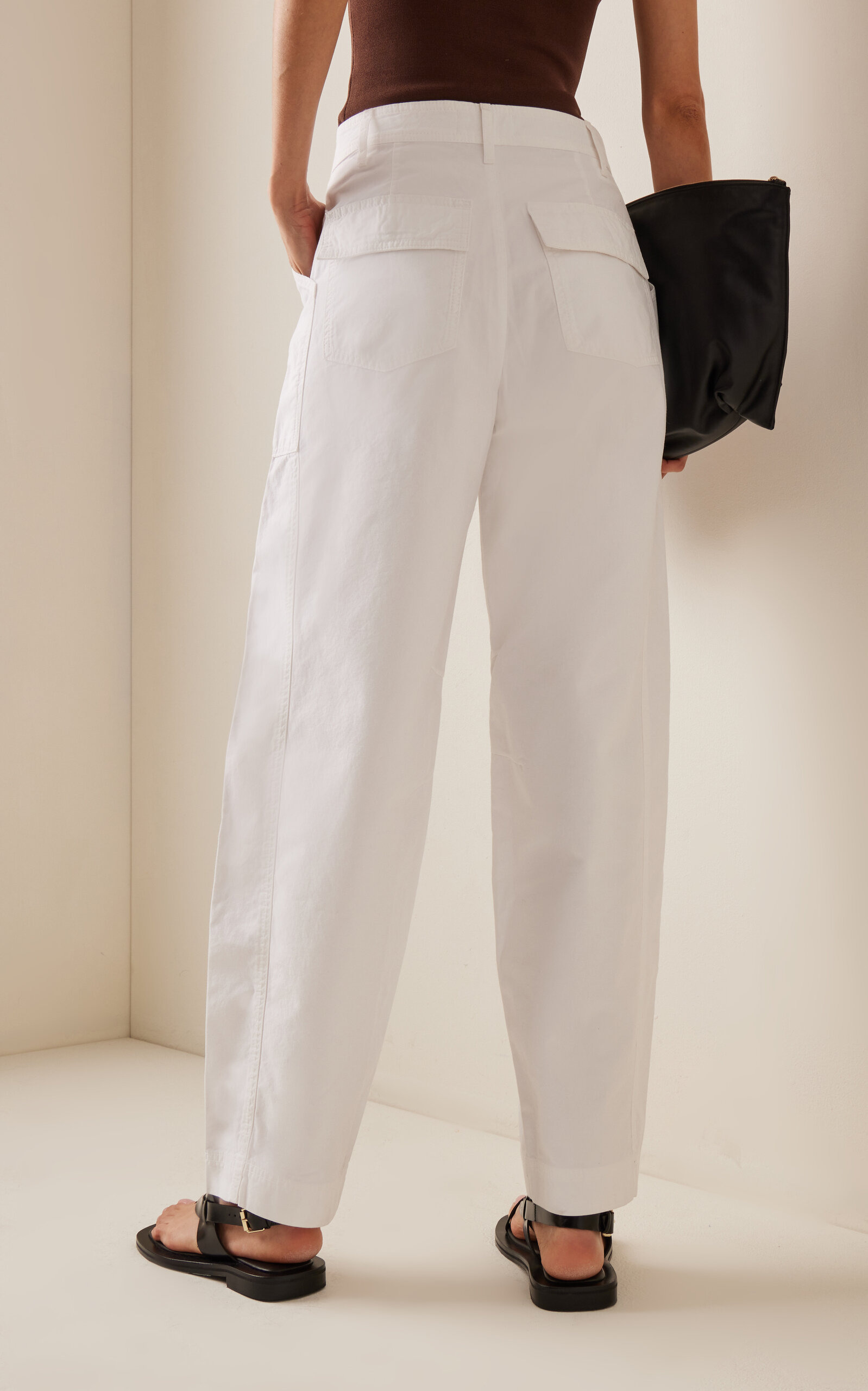 Relaxed Cotton Cargo Pants white - 4