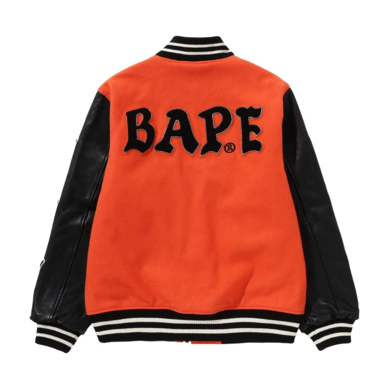 A BATHING APE® A Bathing Ape Relaxed Fit Varsity Jacket 'Orange' 1I80-141-001-ORG outlook