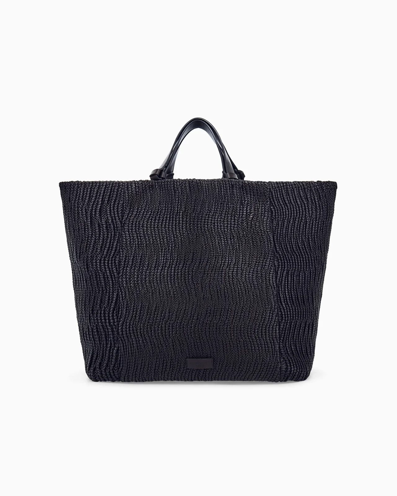 MICRO PLEATED LEATHER SHOPPER BAG WITH WOVEN PATTERN - 1