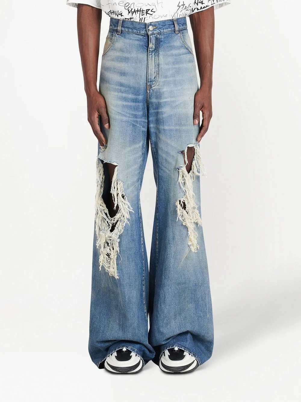 ripped faded flared bootcut jeans - 3