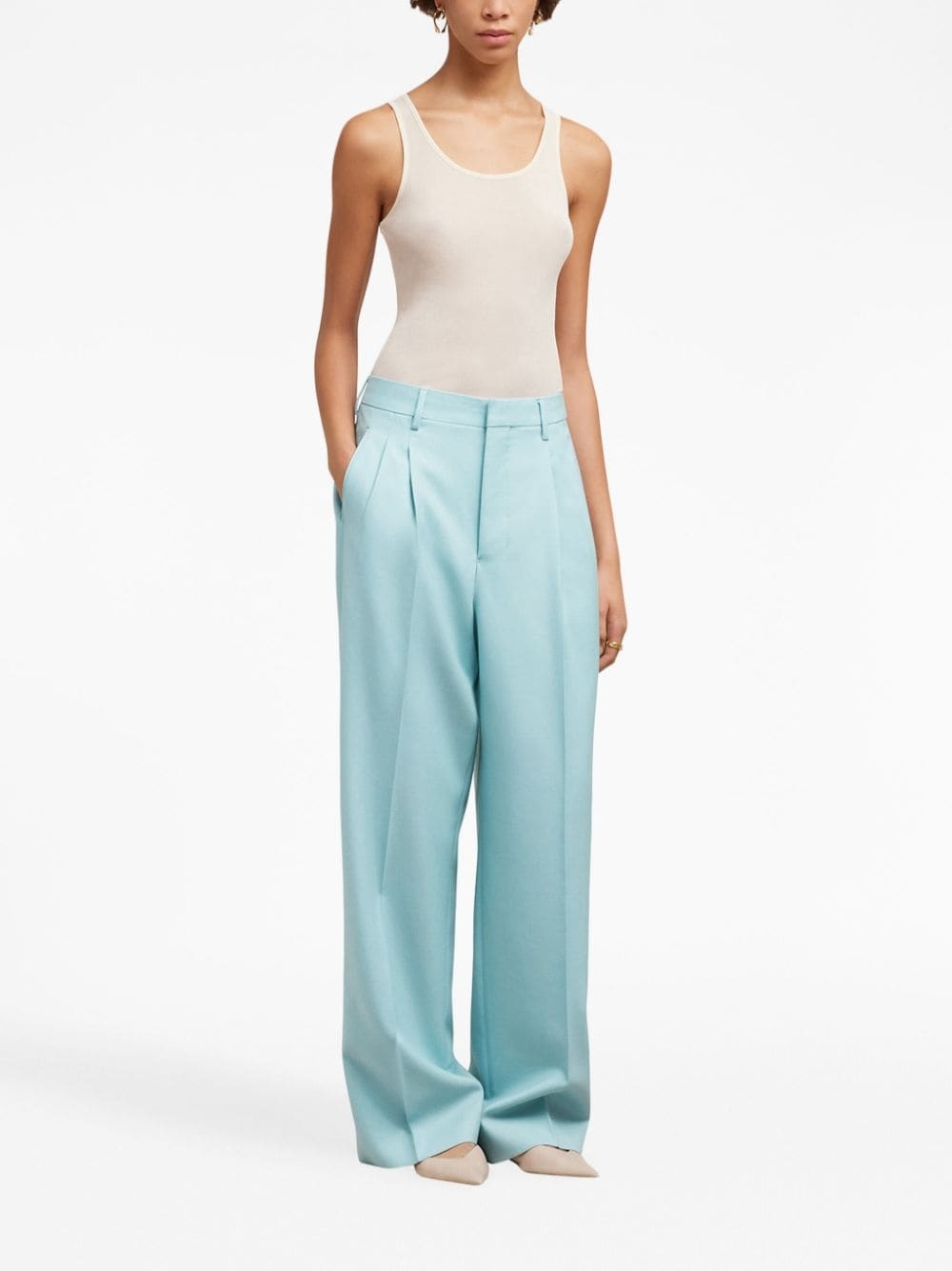 pleated long-length wool trousers - 2