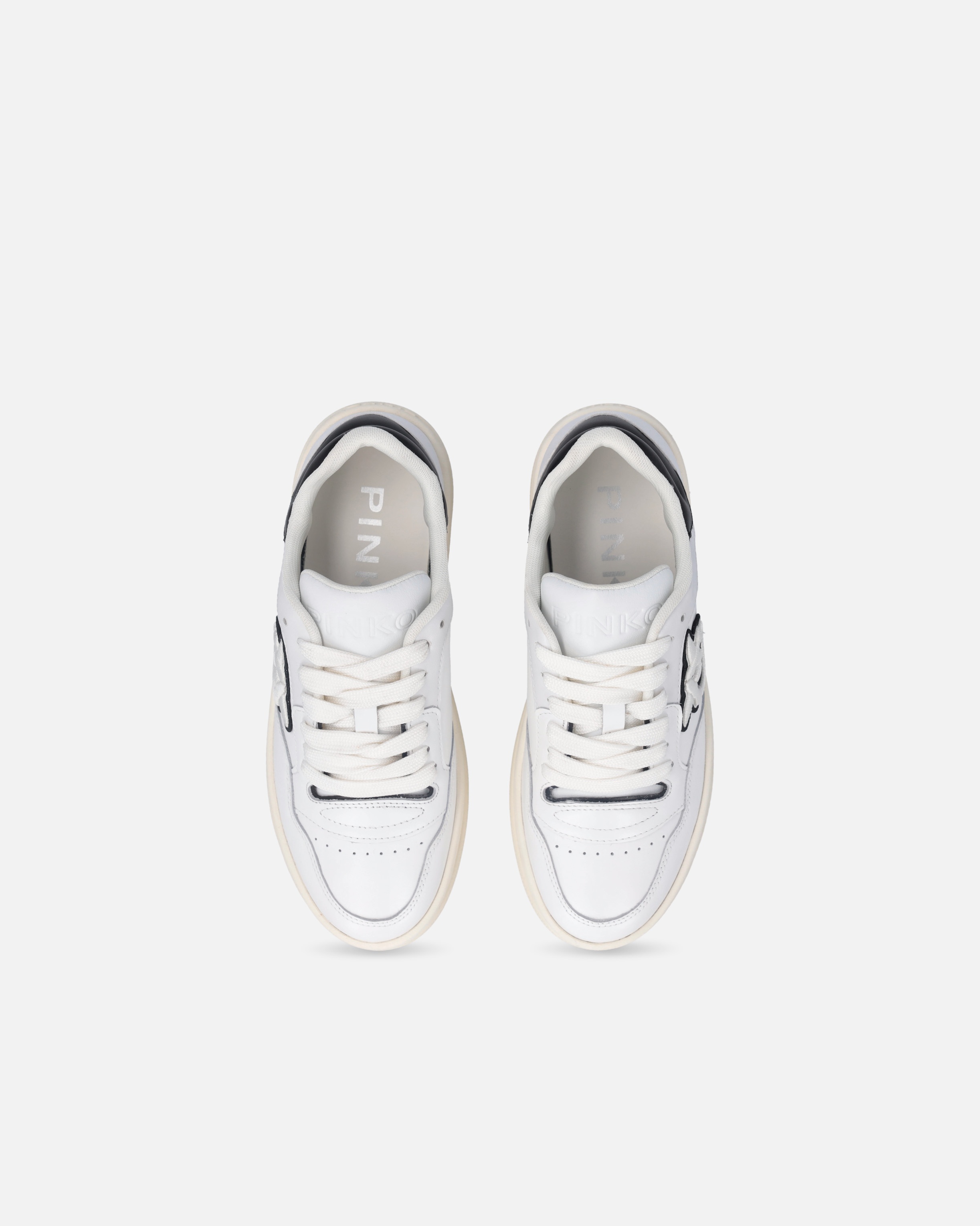 LEATHER SNEAKERS WITH BLACK AND WHITE LOGO - 9