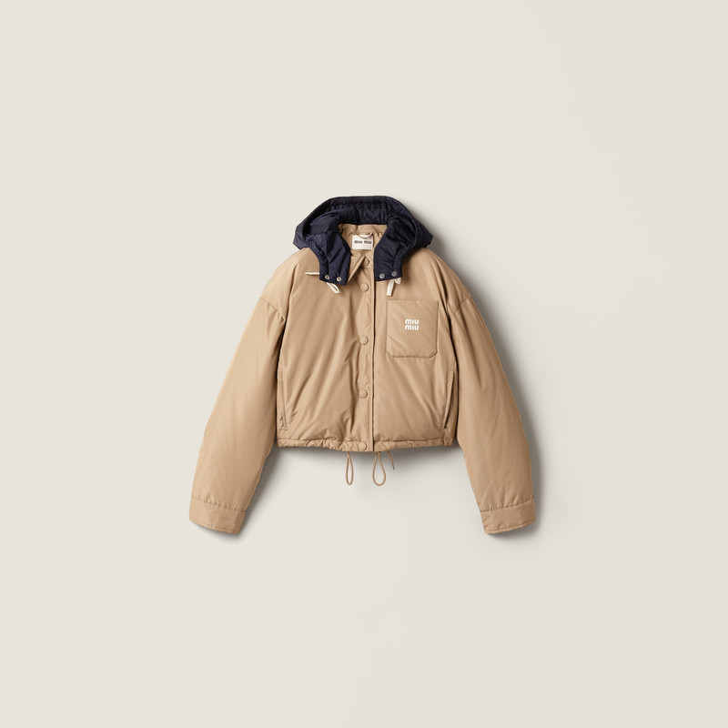 Technical pongé down hoodie jacket 1