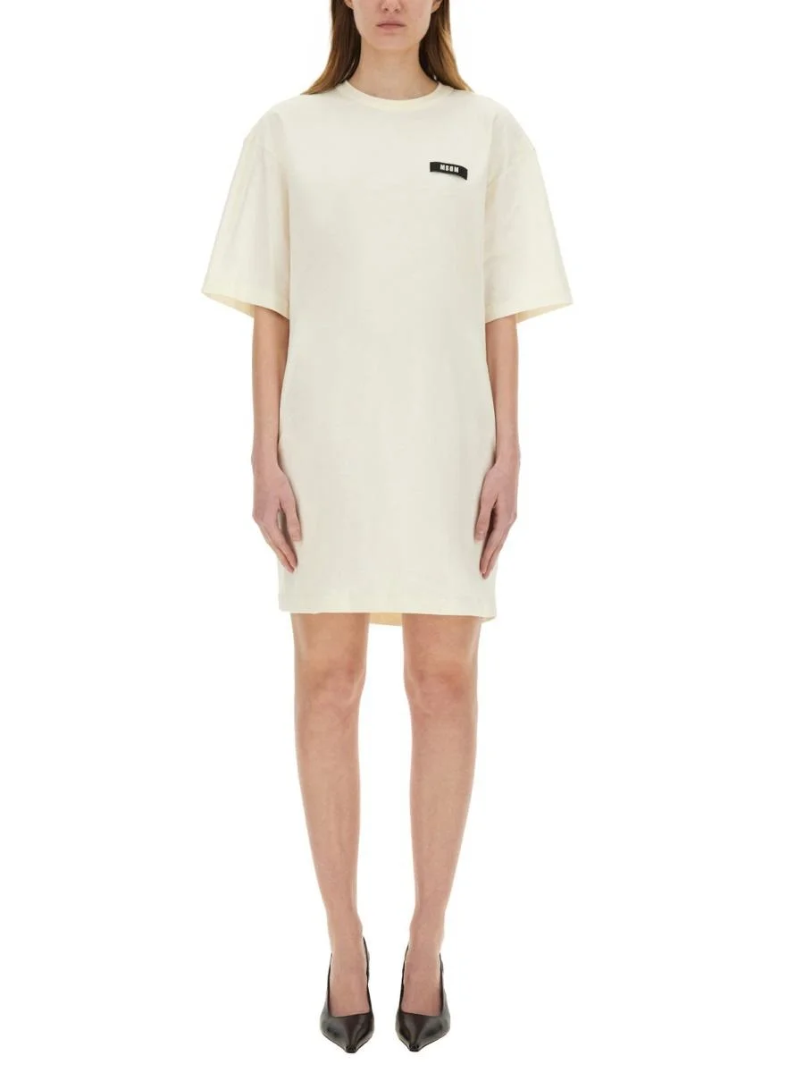 Msgm Short Dress With Logo - 1