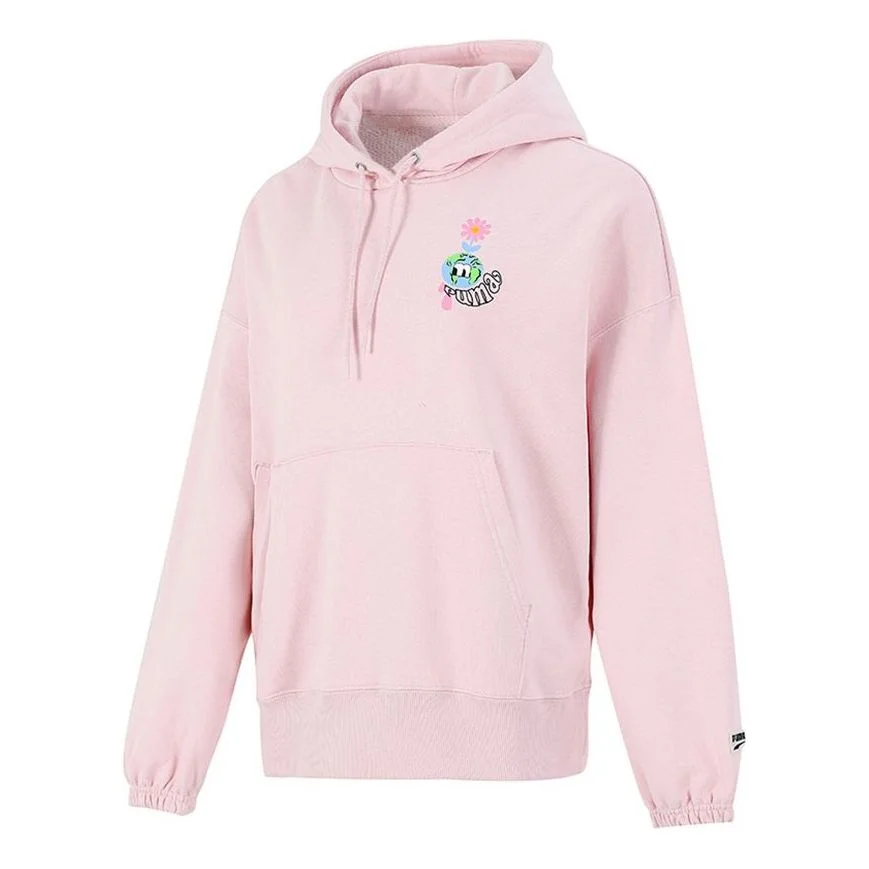 (WMNS) PUMA Downtown Graphic Hoodie Sweatshirt Pink 533049-36 - 1