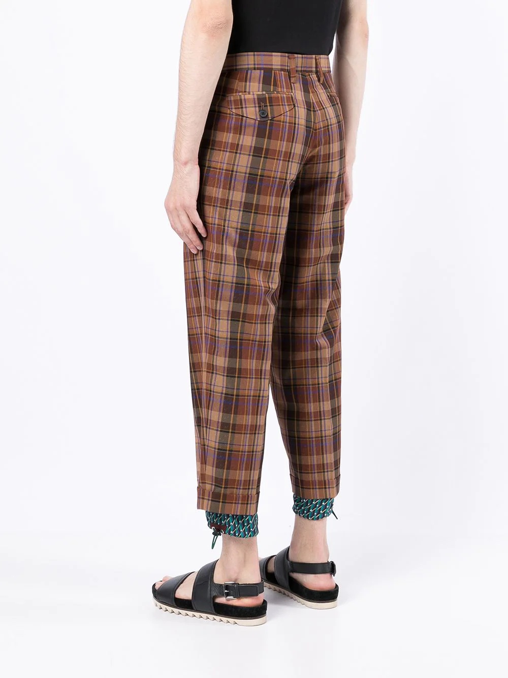 tartan-print cropped trousers - 4