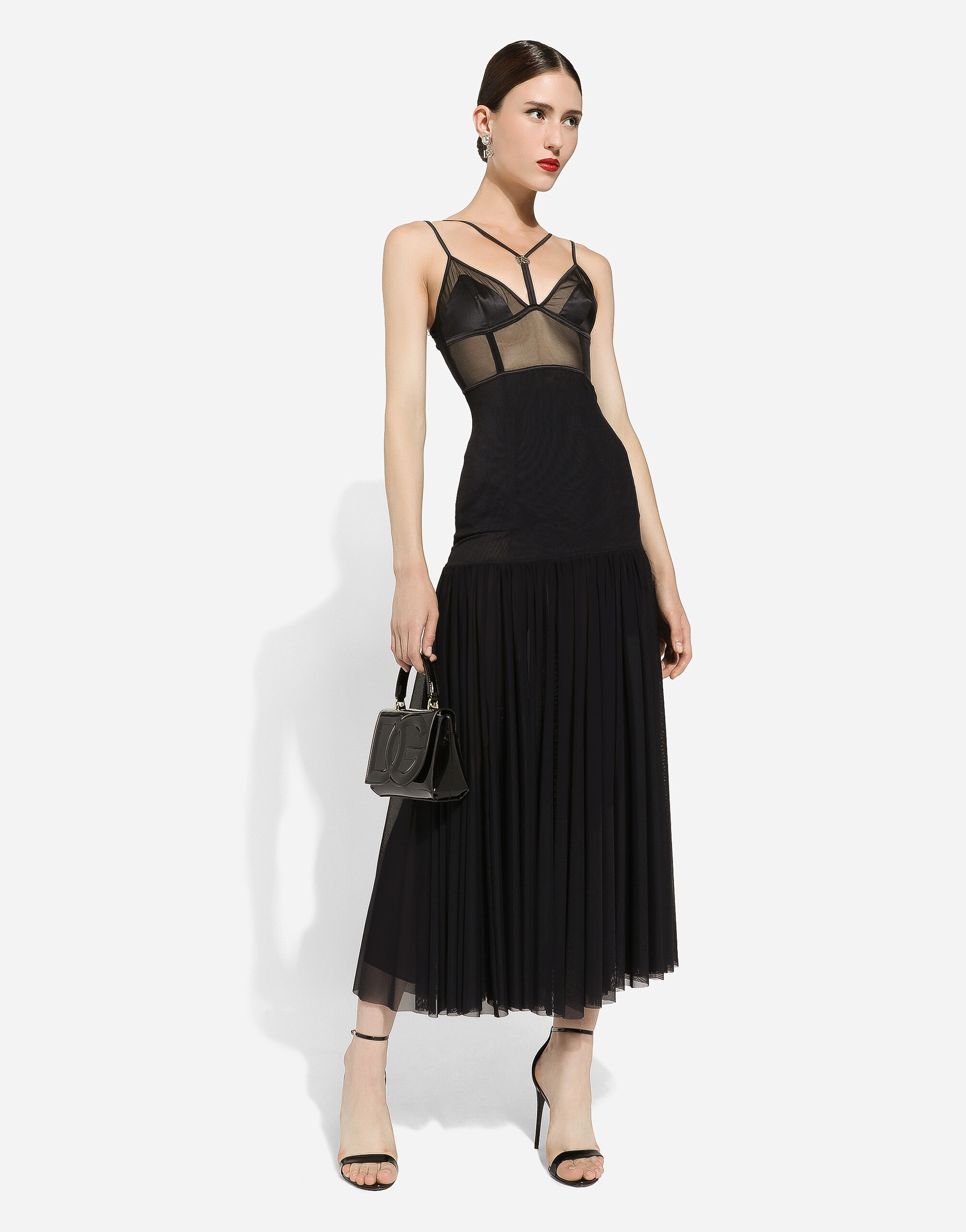 Tulle midi dress with lingerie details and the DG logo - 5