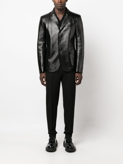 VERSACE single-breasted leather blazer outlook