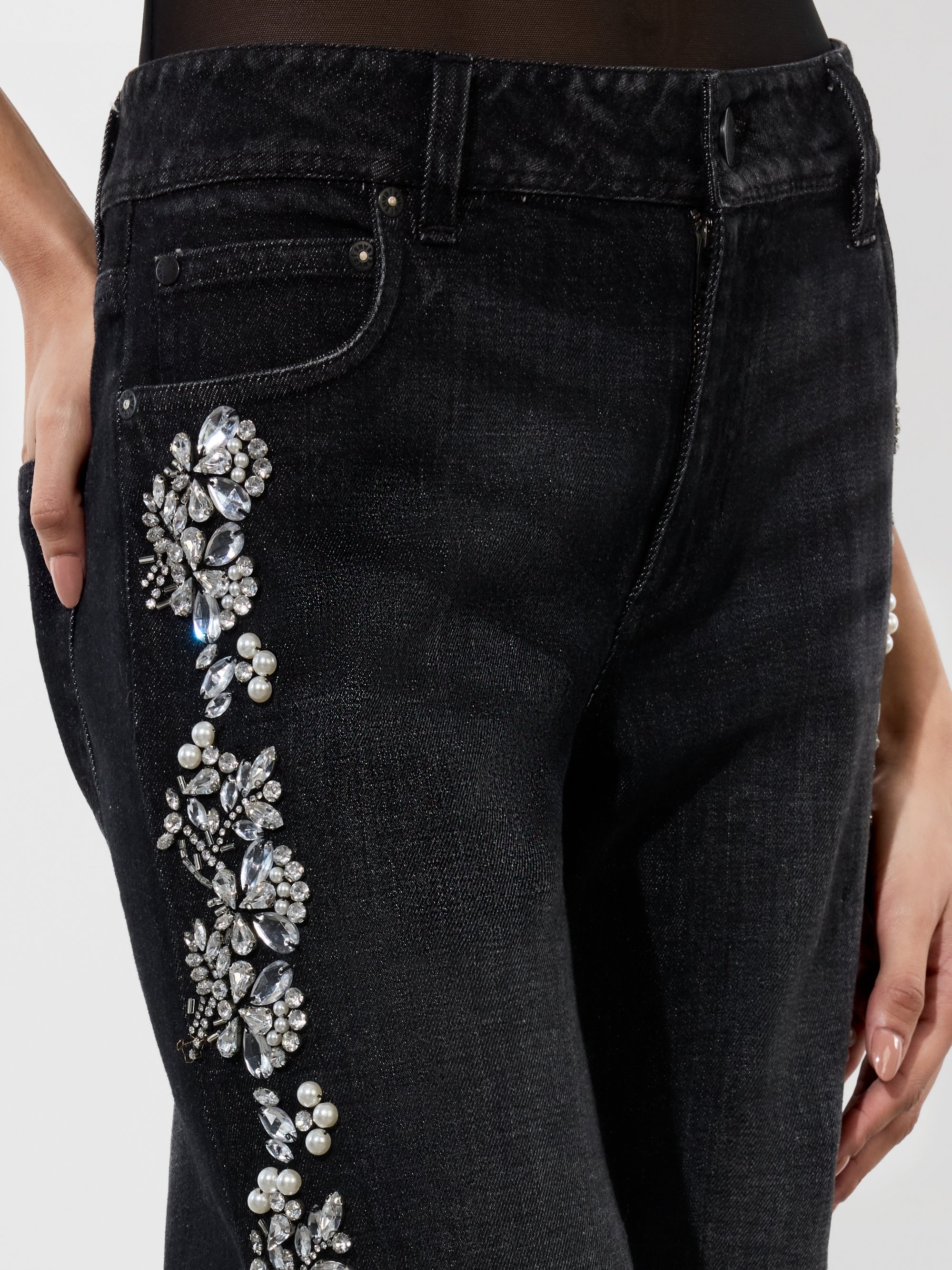 ROXIE EMBELLISHED LOW RISE STRAIGHT FLARE JEAN - 5